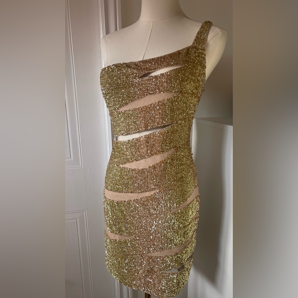 Basix Black Label Gold sequin dress